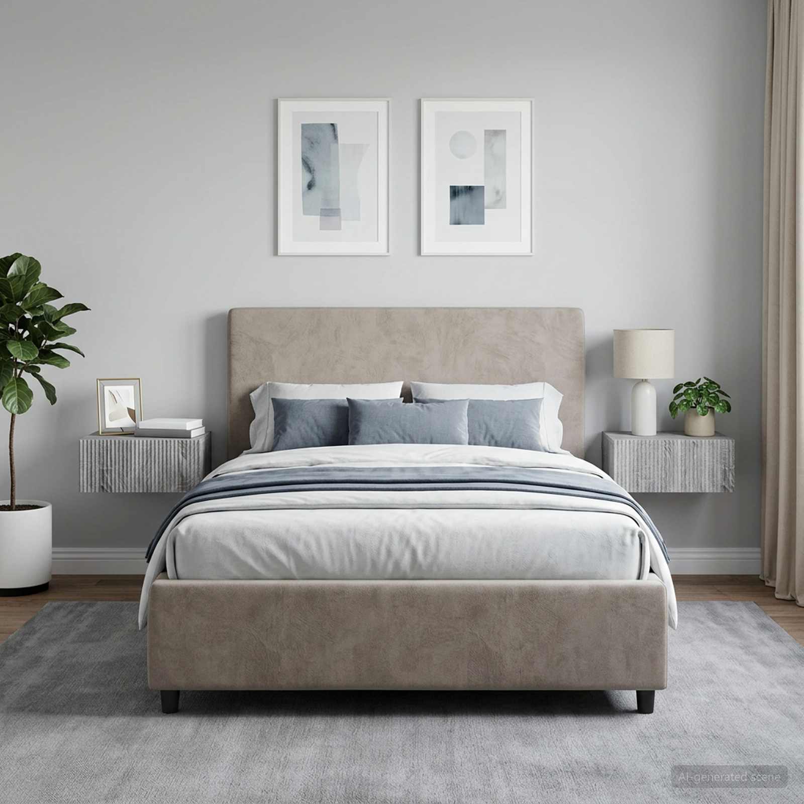 vidaXL Wall-Mounted Bedside Cabinet 2 pcs Grey Sonoma 4