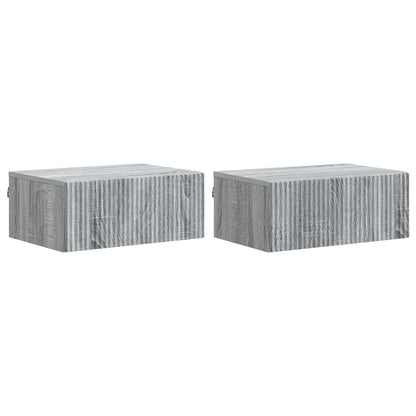 vidaXL Wall-Mounted Bedside Cabinet 2 pcs Grey Sonoma 2