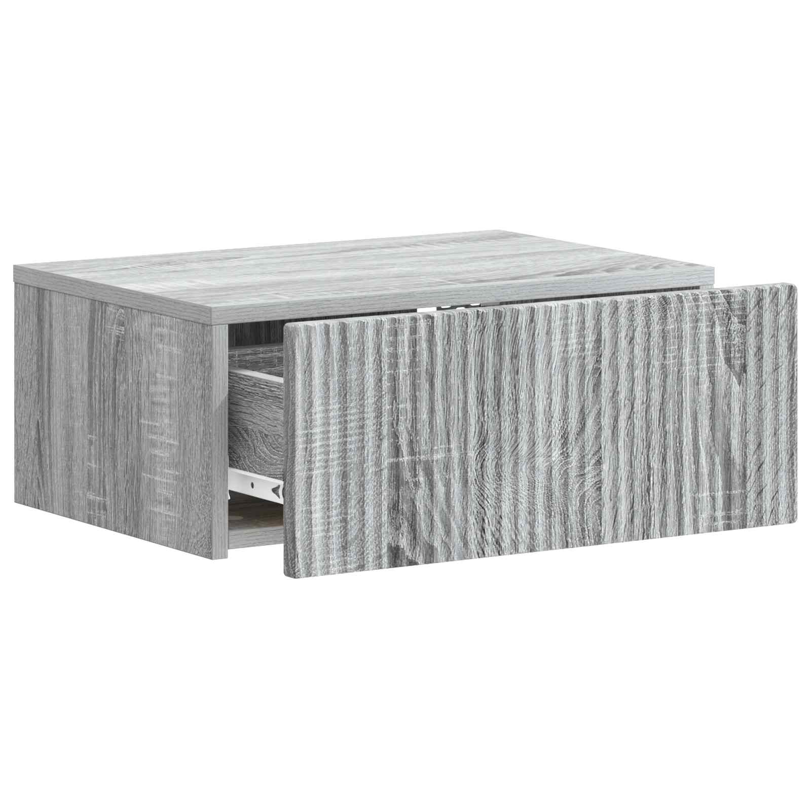 vidaXL Wall-Mounted Bedside Cabinet 2 pcs Grey Sonoma 6
