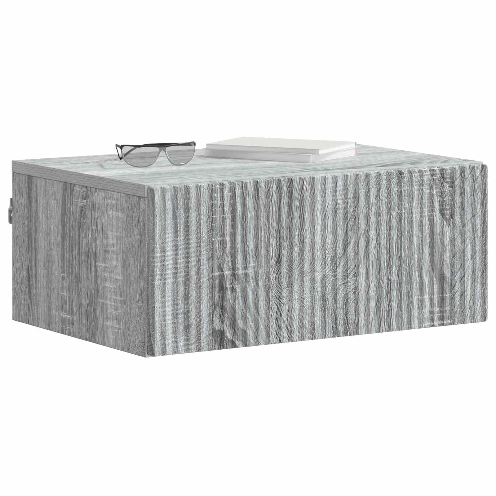 vidaXL Wall-Mounted Bedside Cabinet 2 pcs Grey Sonoma 3