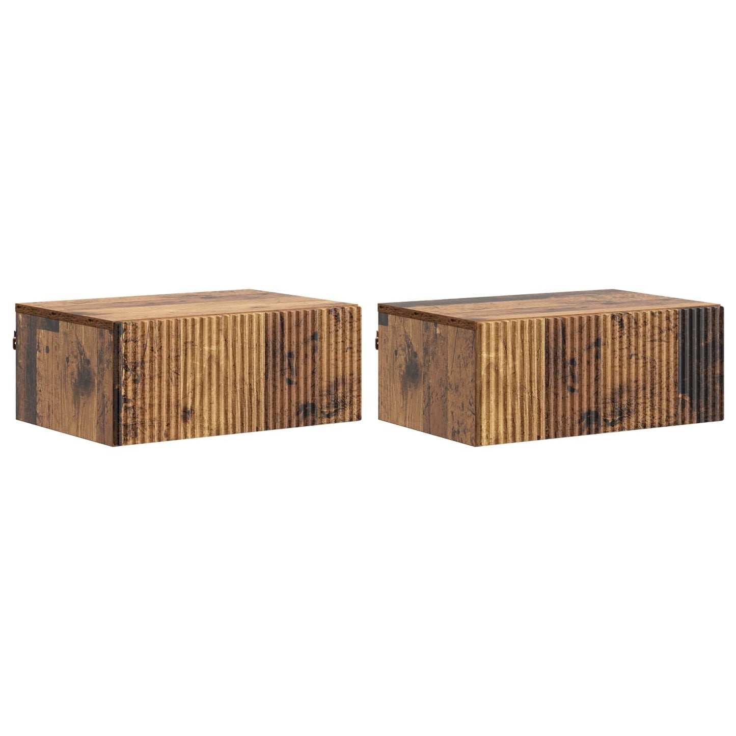 vidaXL Wall-Mounted Bedside Cabinet 2 pcs Old Wood 49 x 34.5 x 20 cm 2