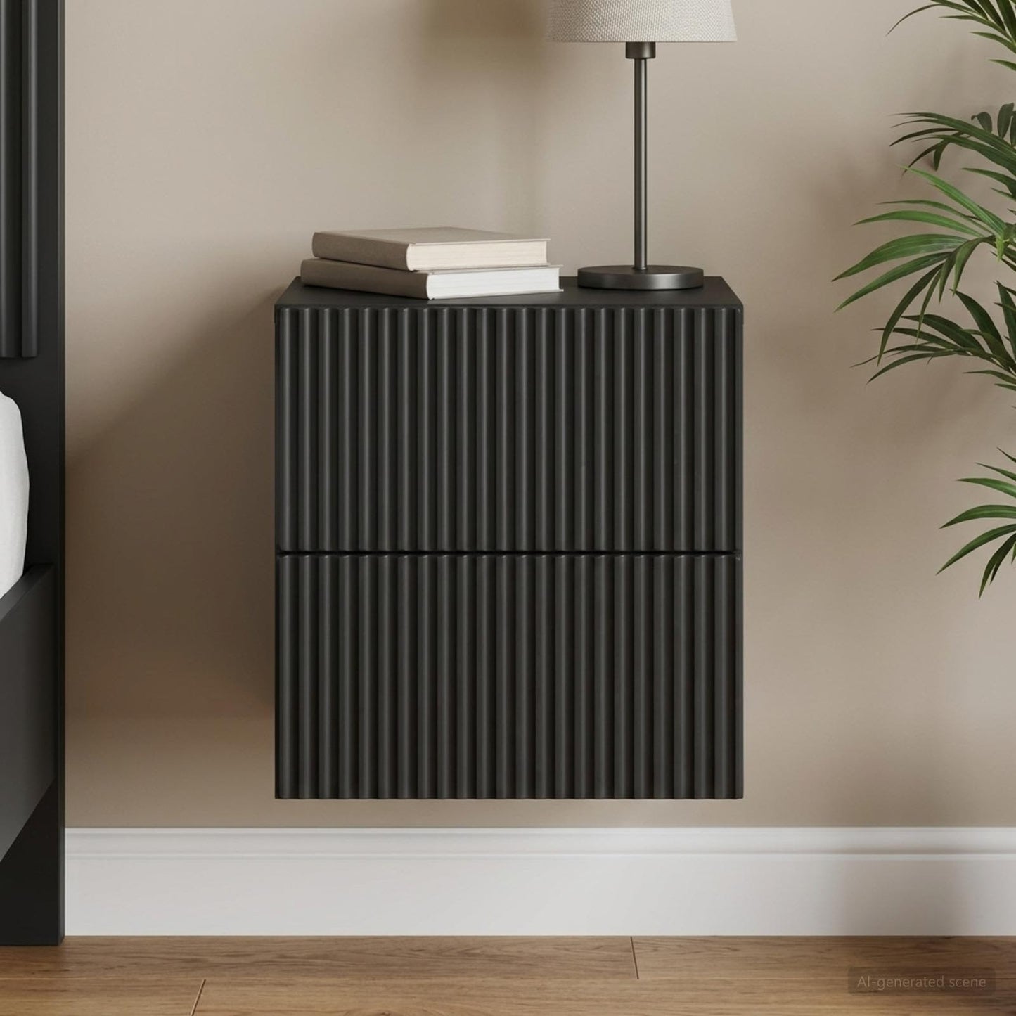 vidaXL Wall-Mounted Bedside Cabinet Black 33 x 34.5 x 40 cm 1