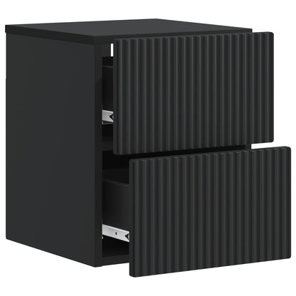 vidaXL Wall-Mounted Bedside Cabinet Black 33 x 34.5 x 40 cm 4
