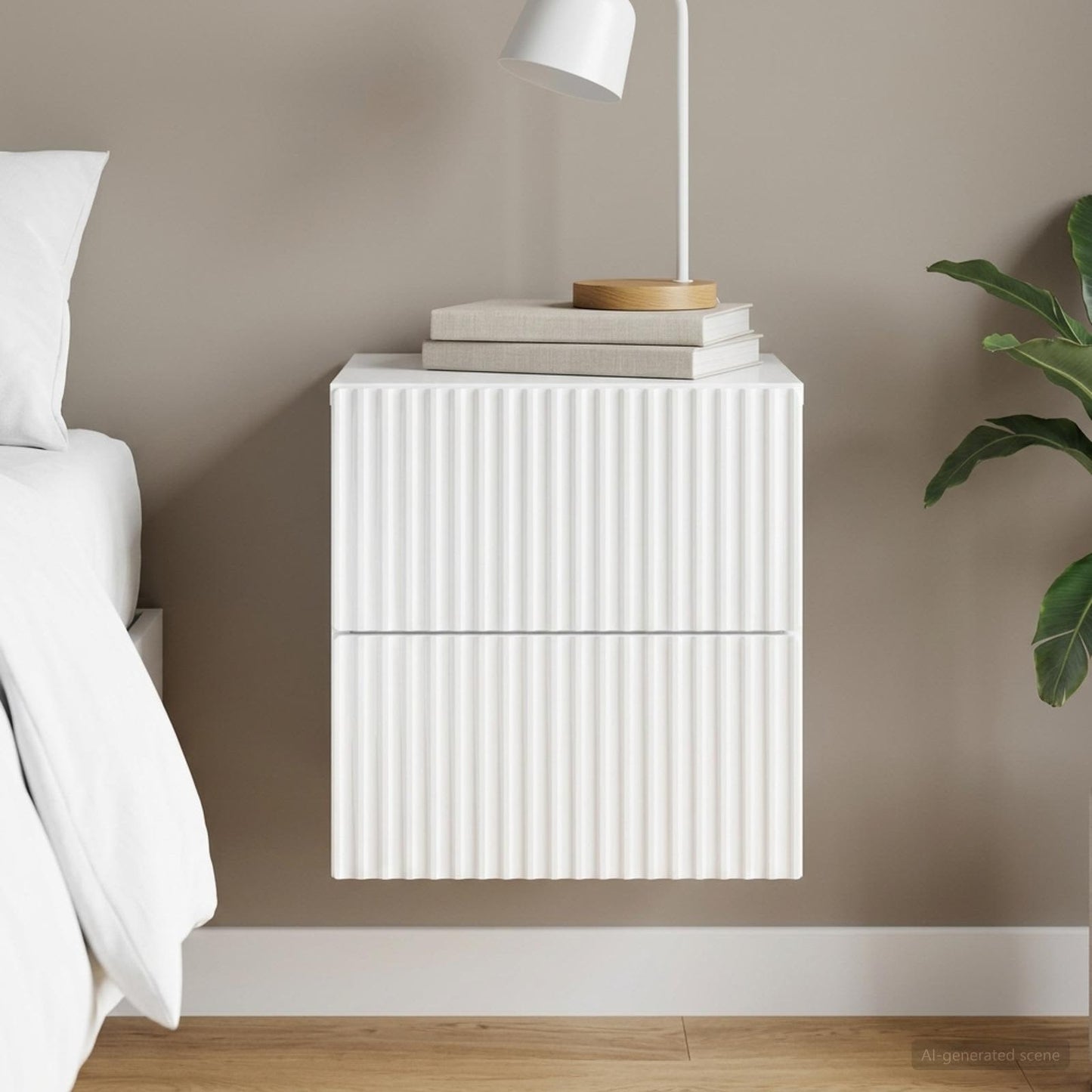 vidaXL Wall-Mounted Bedside Cabinet High Gloss White 33 x 34.5 x 40 cm 1