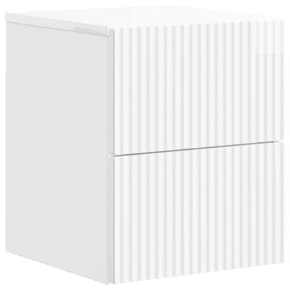 vidaXL Wall-Mounted Bedside Cabinet High Gloss White 33 x 34.5 x 40 cm 2
