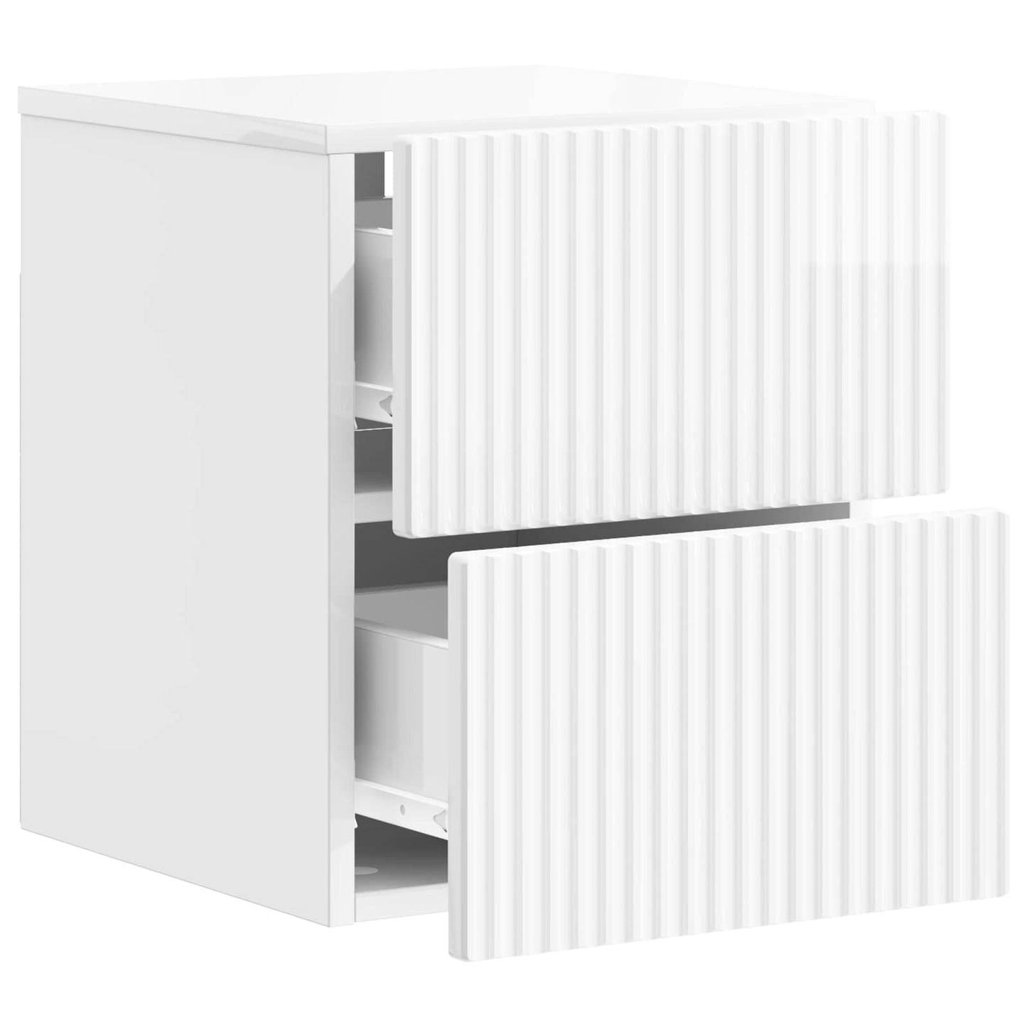 vidaXL Wall-Mounted Bedside Cabinet High Gloss White 33 x 34.5 x 40 cm 4