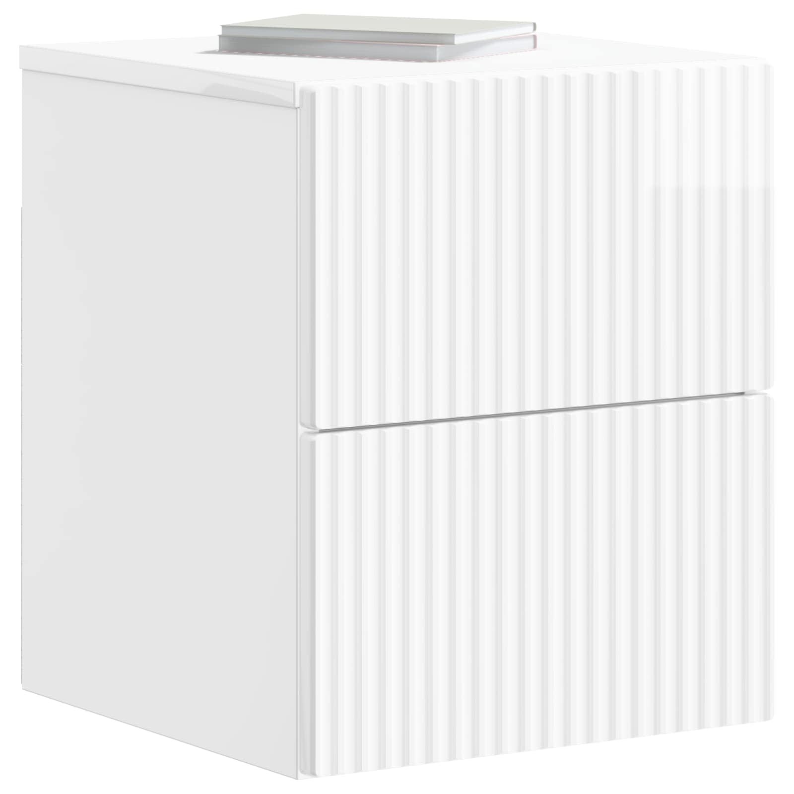 vidaXL Wall-Mounted Bedside Cabinet High Gloss White 33 x 34.5 x 40 cm 3