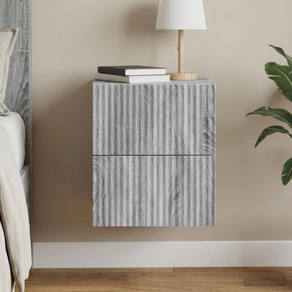 vidaXL Wall-Mounted Bedside Cabinet Grey Sonoma 33 x 34.5 x 40 cm 1