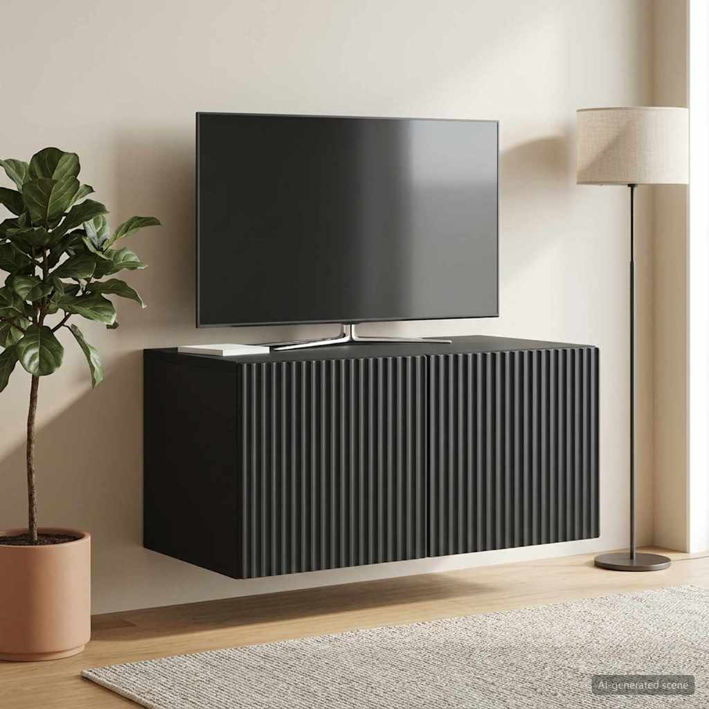 vidaXL Wall-Mounted TV Cabinet 59.5 x 41 x 30 cm Black Engineered Wood 1
