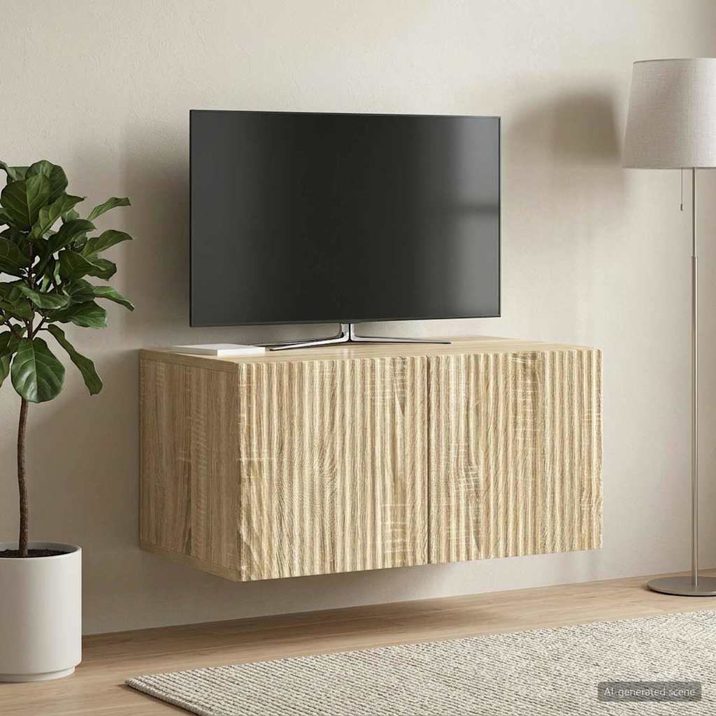 vidaXL Wall-Mounted TV Cabinet 59.5 x 41 x 30 cm Sonoma Oak 4