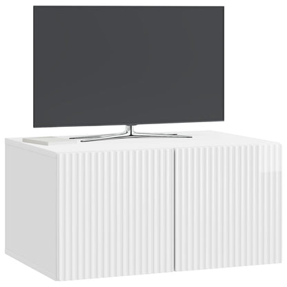 vidaXL Wall-Mounted TV Cabinet 59.5 x 41 x 30 cm High Gloss White 3
