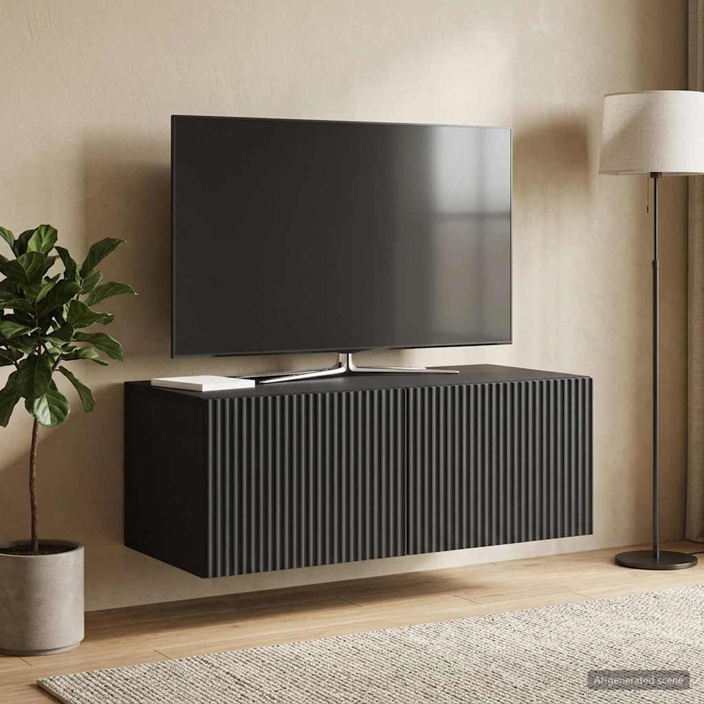 vidaXL Wall-Mounted TV Cabinet 78.5 x 41 x 30 cm Black Engineered Wood 4