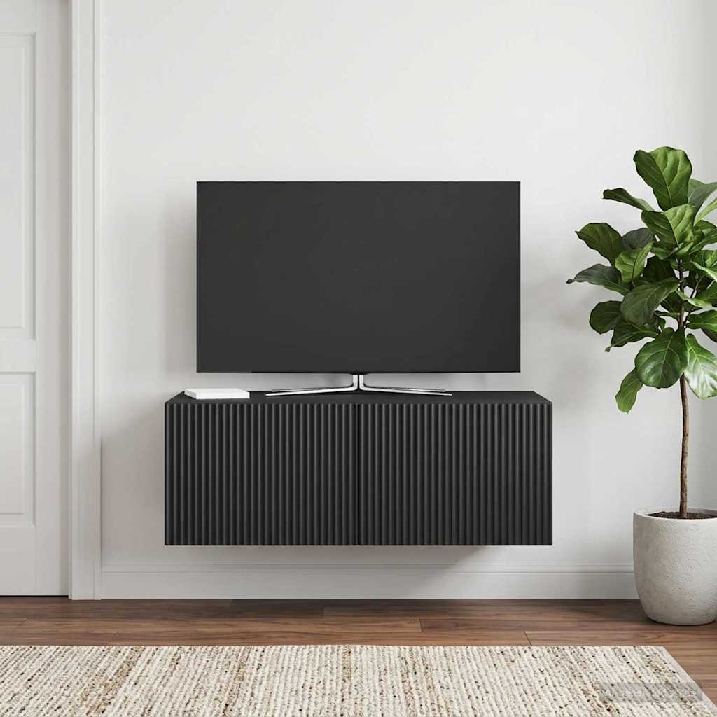 vidaXL Wall-Mounted TV Cabinet 78.5 x 41 x 30 cm Black Engineered Wood 1
