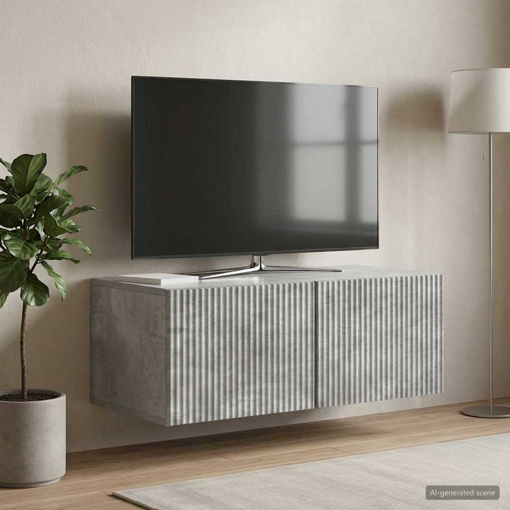 vidaXL Wall-Mounted TV Cabinet 78.5 x 41 x 30 cm Concrete Grey 4