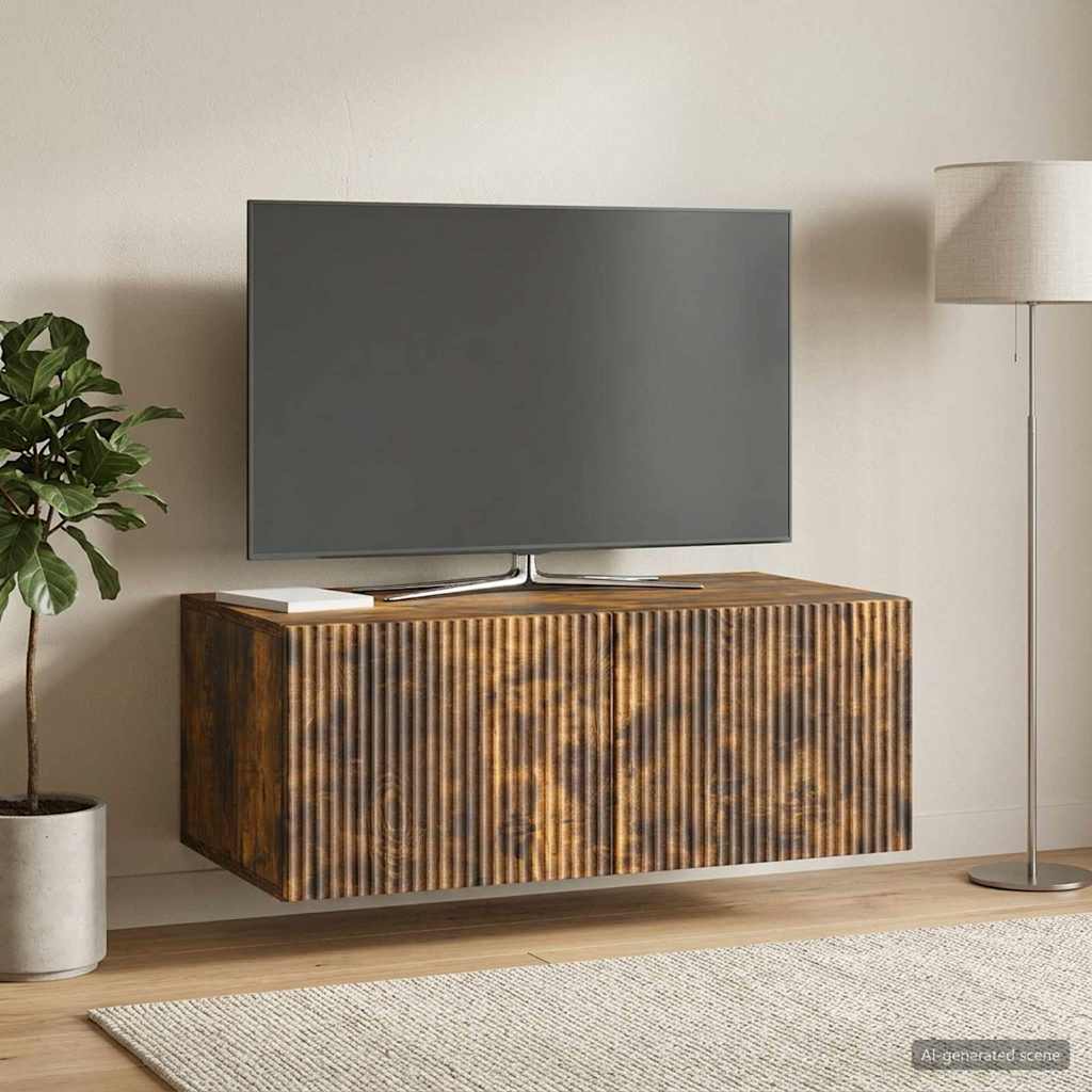 vidaXL Wall-Mounted TV Cabinet 78.5 x 41 x 30 cm Smoked Oak 4