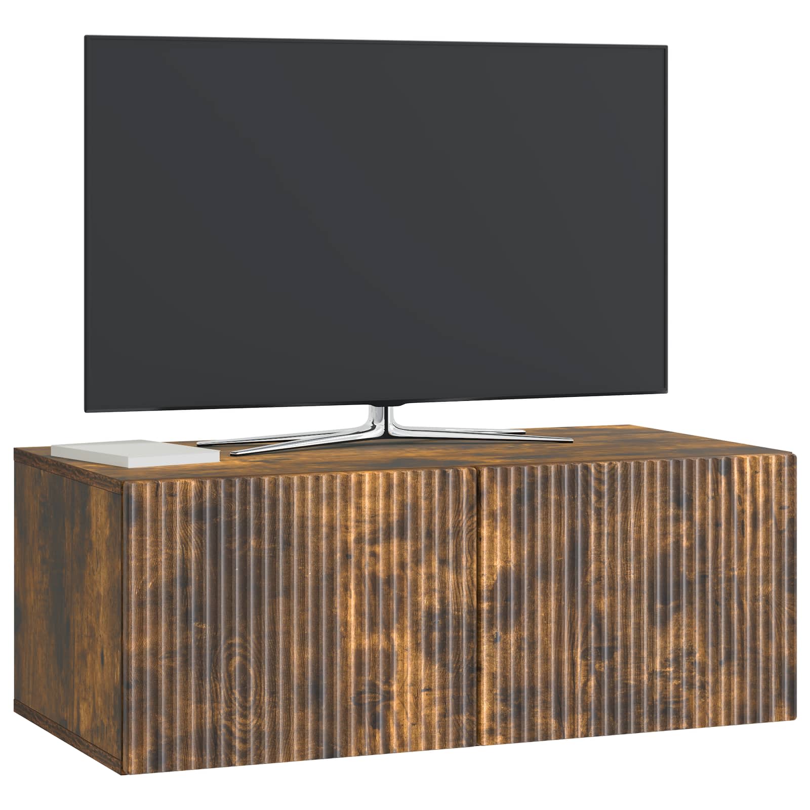 vidaXL Wall-Mounted TV Cabinet 78.5 x 41 x 30 cm Smoked Oak 3