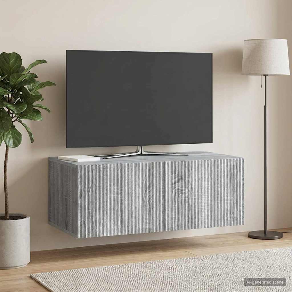vidaXL Wall-Mounted TV Cabinet 78.5 x 41 x 30 cm Grey Sonoma 1
