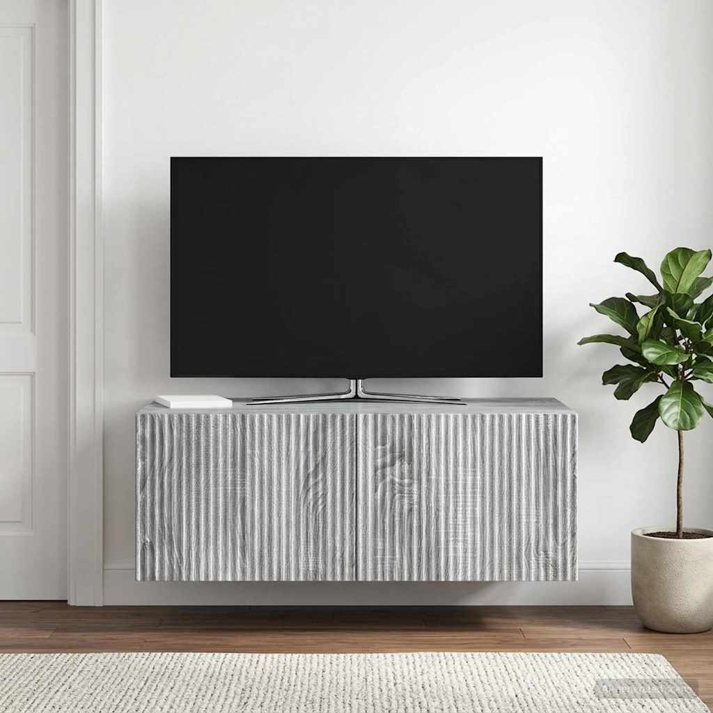 vidaXL Wall-Mounted TV Cabinet 78.5 x 41 x 30 cm Grey Sonoma 4