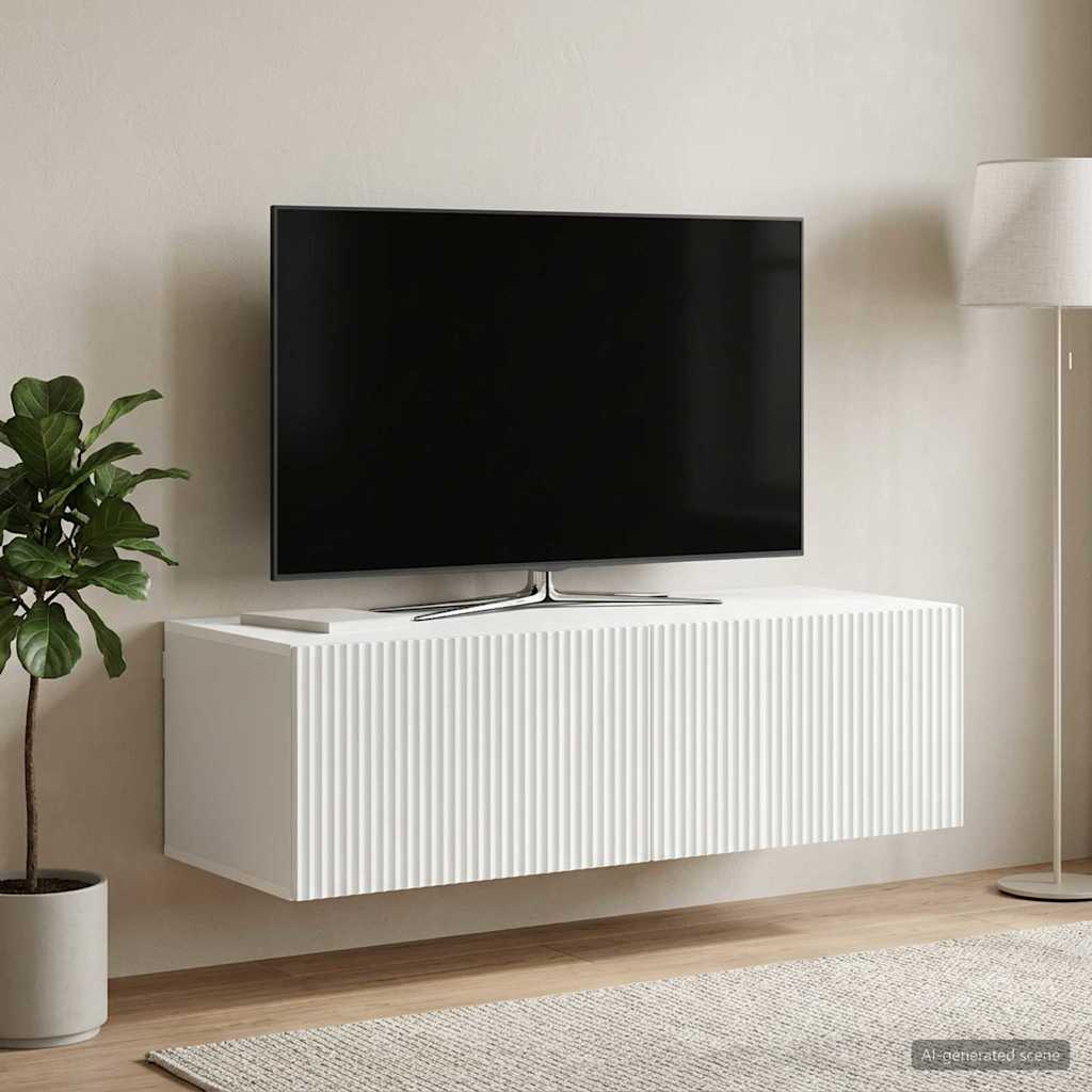 vidaXL Wall-Mounted TV Cabinet White 98 x 41 x 30 cm Engineered Wood 1
