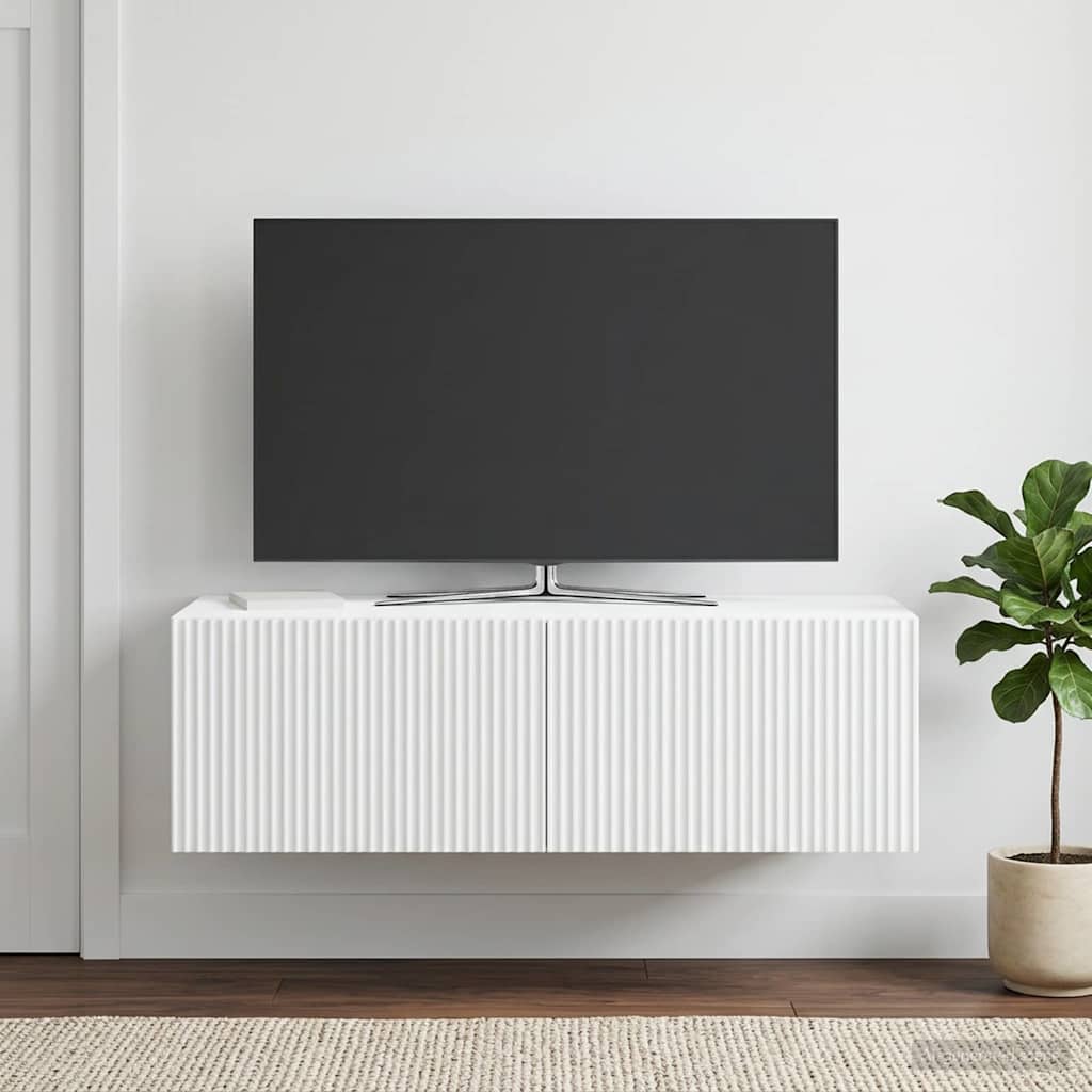 vidaXL Wall-Mounted TV Cabinet White 98 x 41 x 30 cm Engineered Wood 4
