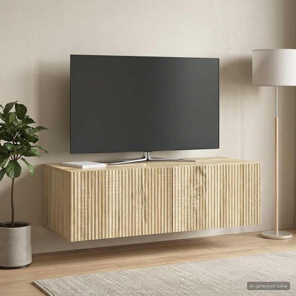 vidaXL Wall-Mounted TV Cabinet 98 x 41 x 30 cm Sonoma Oak 4