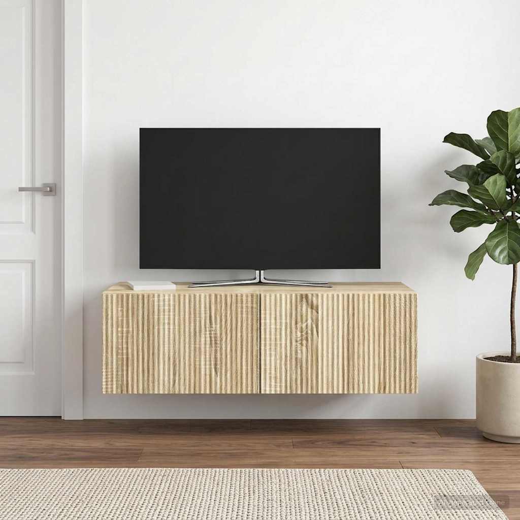 vidaXL Wall-Mounted TV Cabinet 98 x 41 x 30 cm Sonoma Oak 1