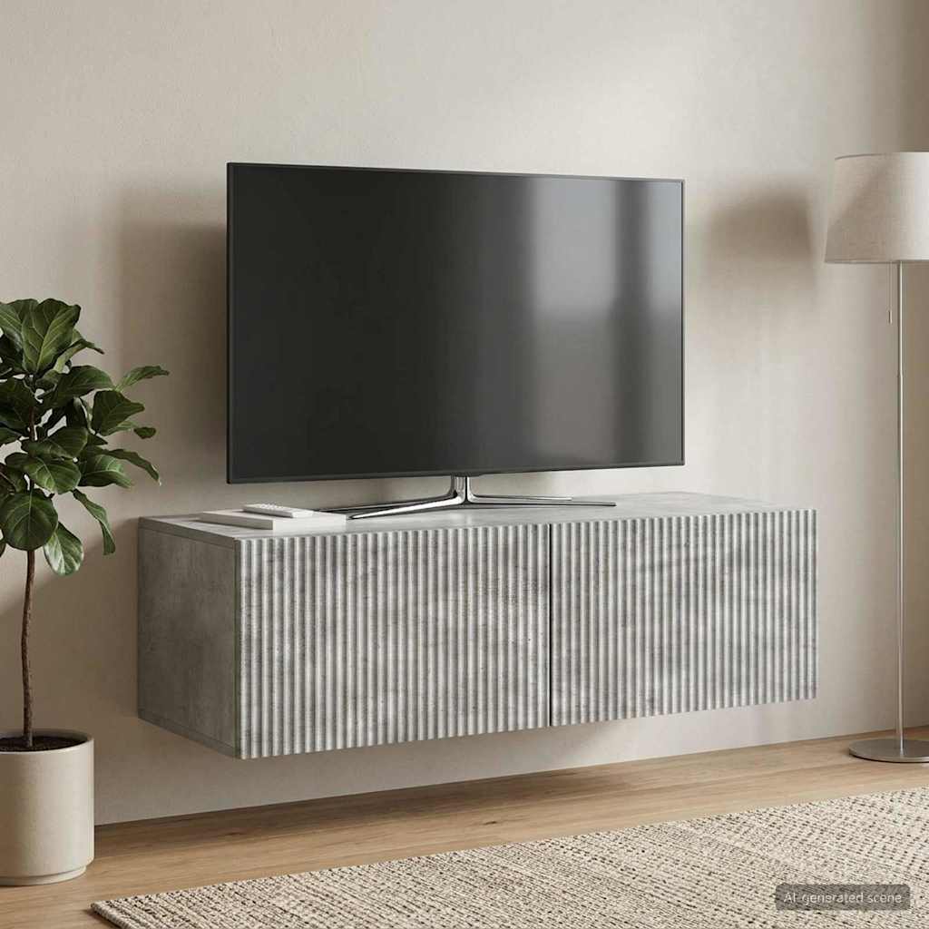 vidaXL Wall-Mounted TV Cabinet 98 x 41 x 30 cm Concrete Grey 4