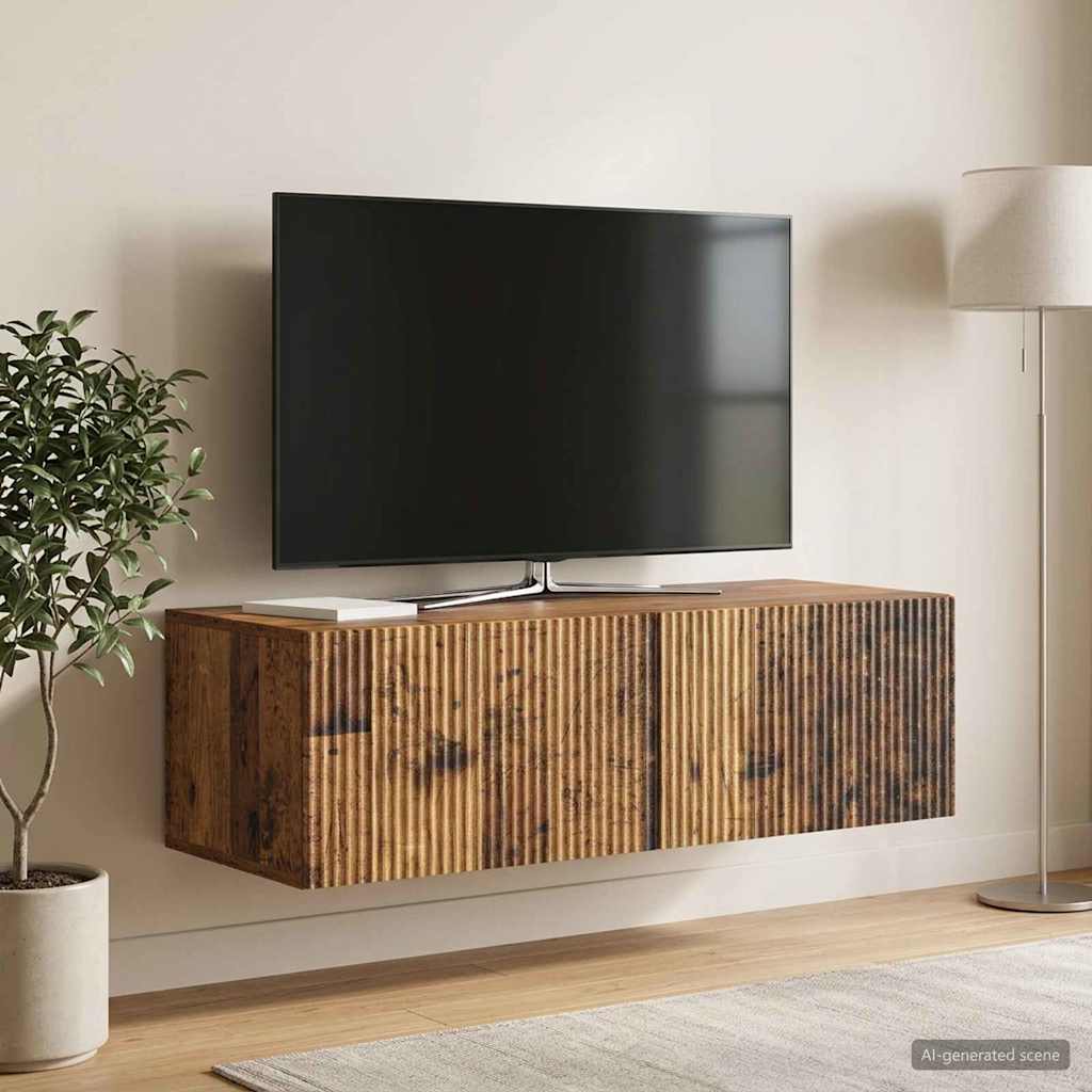 vidaXL Wall-Mounted TV Cabinet 98 x 41 x 30 cm Old Wood 4
