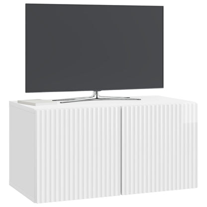 vidaXL Wall-Mounted TV Cabinet 59.5 x 31 x 30 cm High Gloss White 3