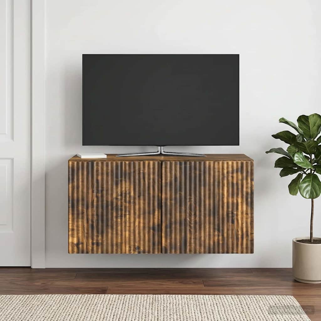 vidaXL Wall-Mounted TV Cabinet 59.5 x 31 x 30 cm Smoked Oak 4
