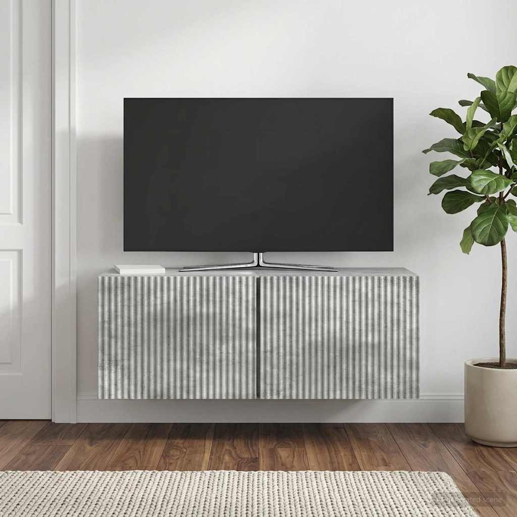 vidaXL Wall-Mounted TV Cabinet 78.5 x 31 x 30 cm Concrete Grey 4
