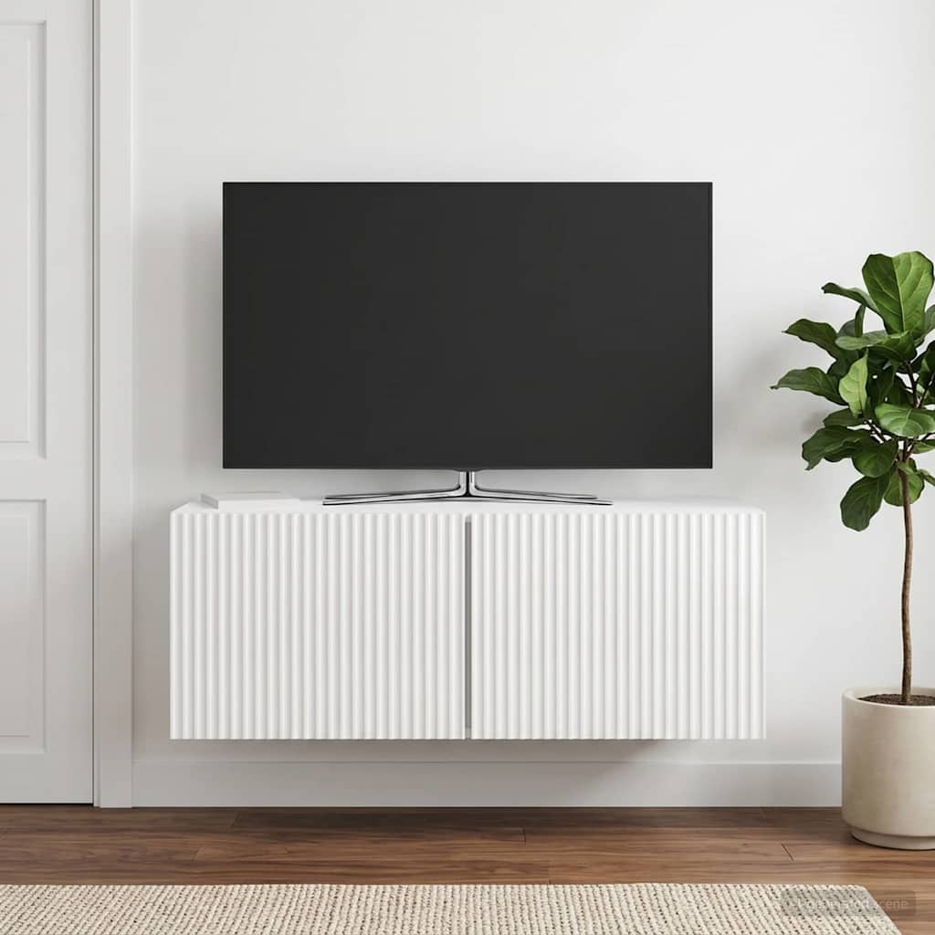 vidaXL Wall-Mounted TV Cabinet 78.5 x 31 x 30 cm High Gloss White 1