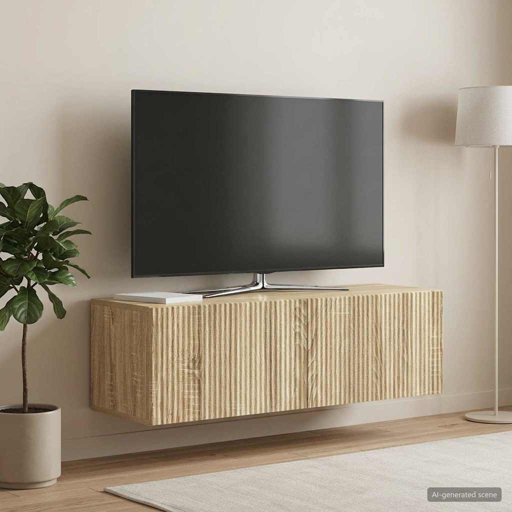 vidaXL Wall-Mounted TV Cabinet 98 x 31 x 30 cm Sonoma Oak 4