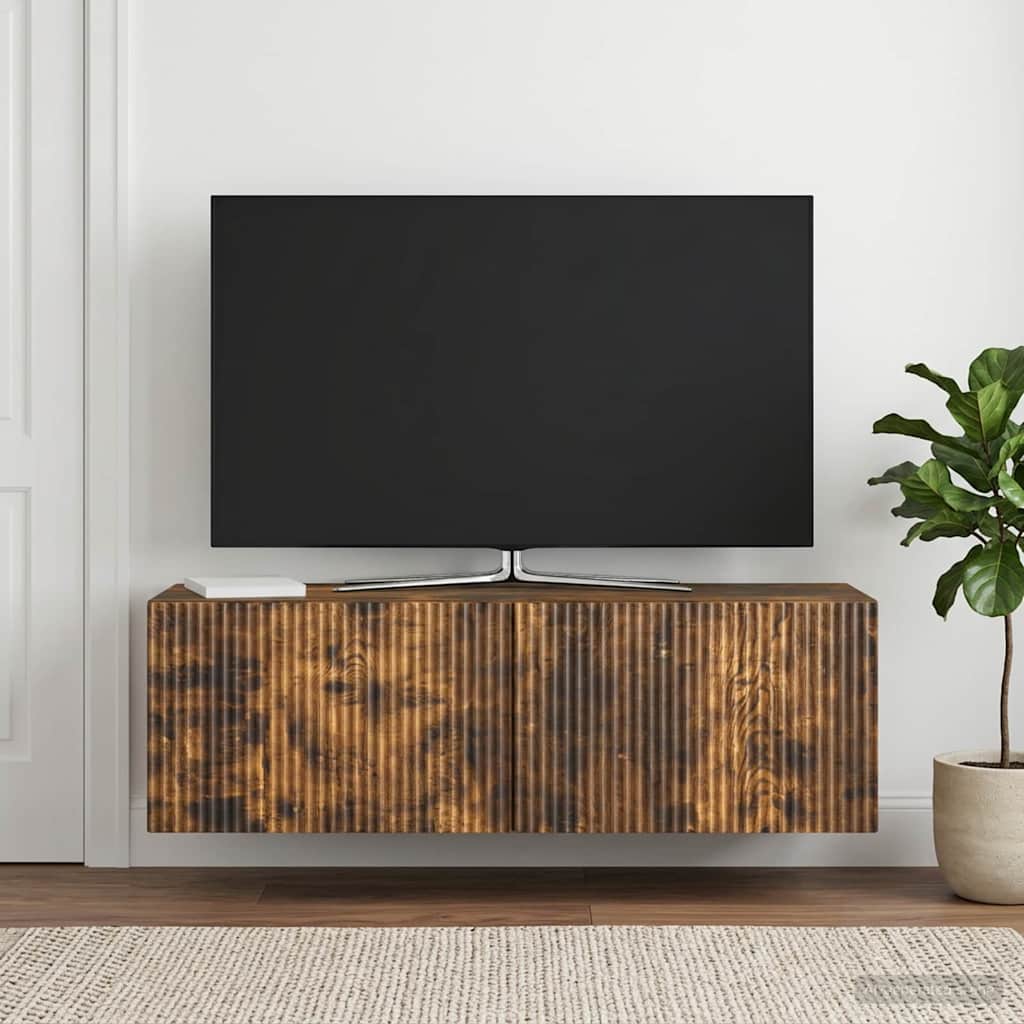 vidaXL Wall-Mounted TV Cabinet 98 x 31 x 30 cm Smoked Oak 4