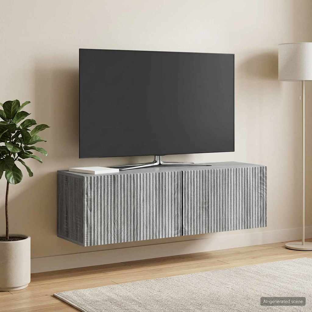 vidaXL Wall-Mounted TV Cabinet 98 x 31 x 30 cm Grey Sonoma 1