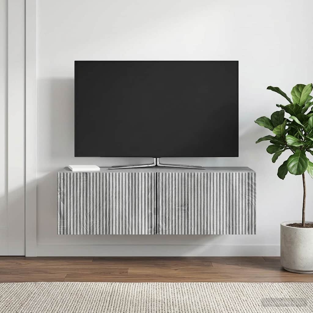 vidaXL Wall-Mounted TV Cabinet 98 x 31 x 30 cm Grey Sonoma 4