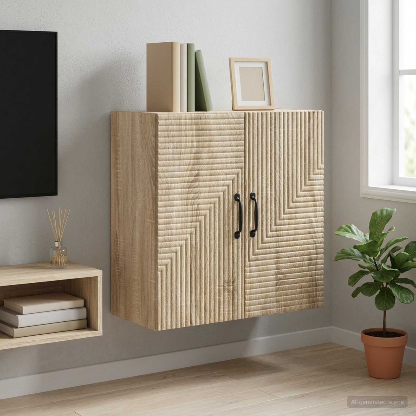 vidaXL Wall-Mounted Cabinet Sonoma Oak 59 x 31 x 60 cm Engineered Wood 1