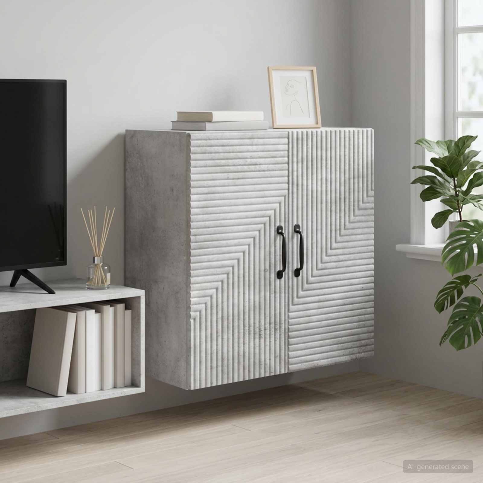 vidaXL Wall-Mounted Cabinet Concrete Grey 59 x 31 x 60 cm 1