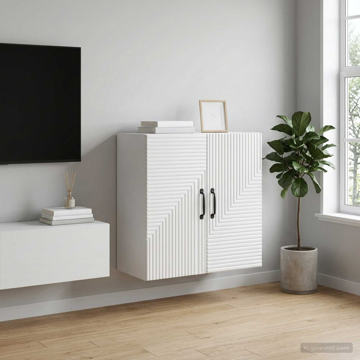 Wall-Mounted Cabinet 59 x 31 x 60 cm Engineered Wood Depth 31 cm High gloss white