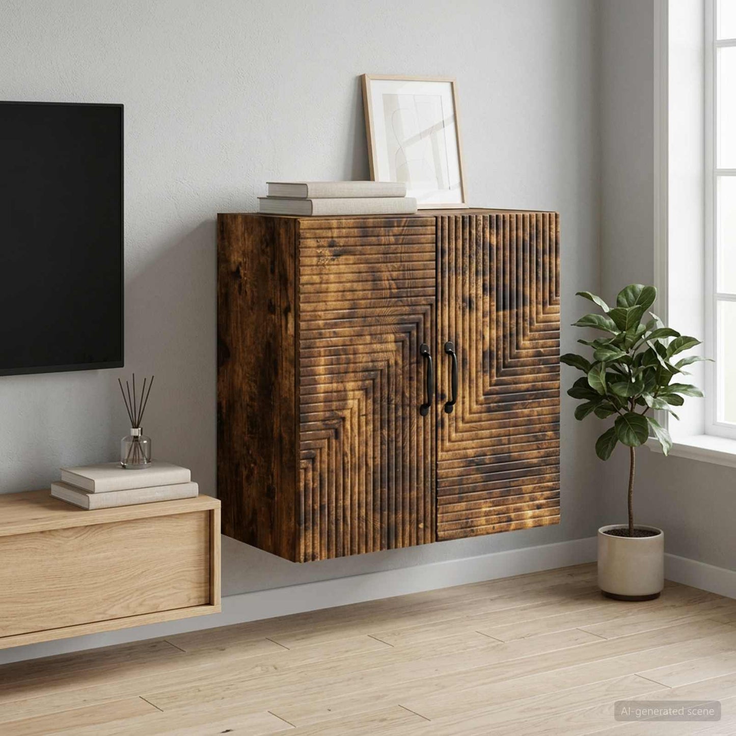 vidaXL Wall-Mounted Cabinet Smoked Oak 59 x 31 x 60 cm Engineered Wood 1