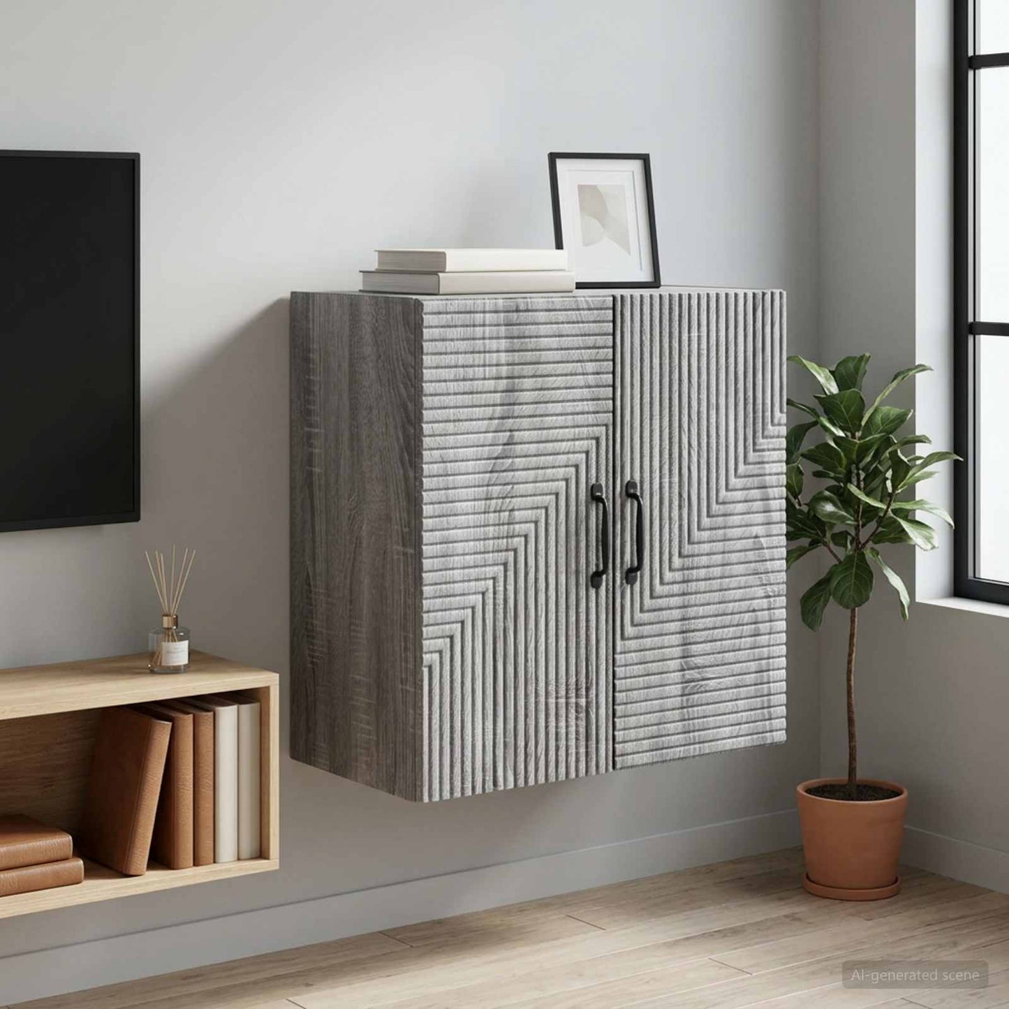vidaXL Wall-Mounted Cabinet Grey Sonoma 59 x 31 x 60 cm 1