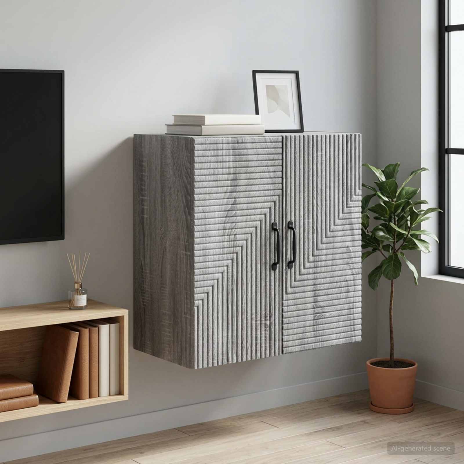 vidaXL Wall-Mounted Cabinet Grey Sonoma 59 x 31 x 60 cm 1