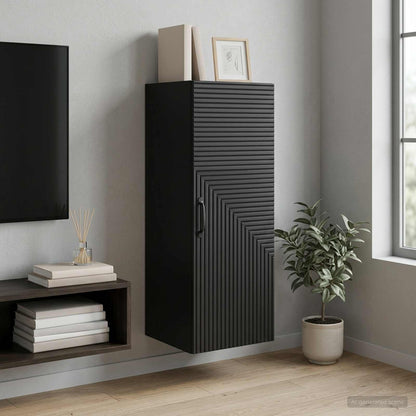 vidaXL Wall-Mounted Cabinet Black 33 x 34.5 x 90 cm Engineered Wood 1