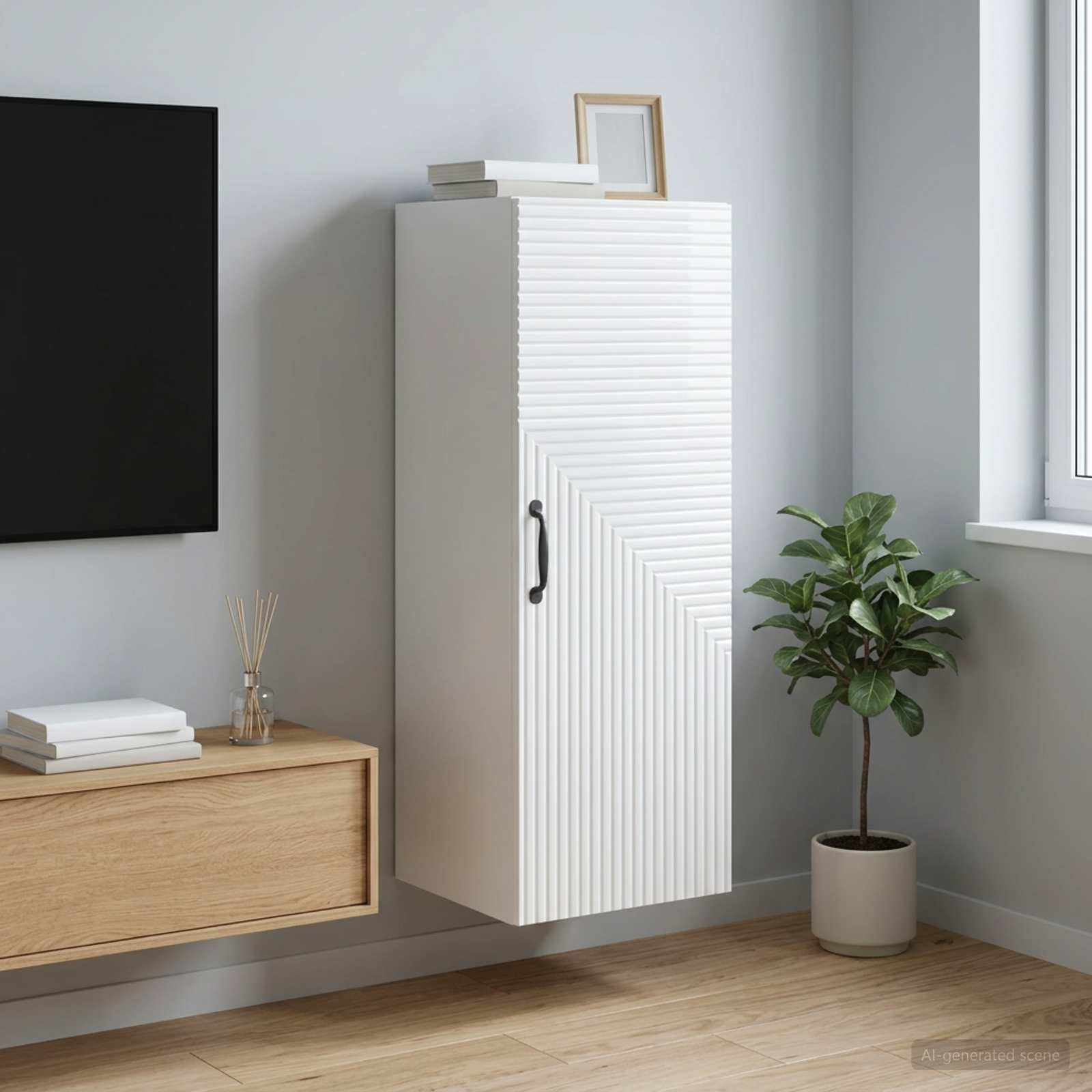 vidaXL Wall-Mounted Cabinet High Gloss White 33 x 34.5 x 90 cm 1