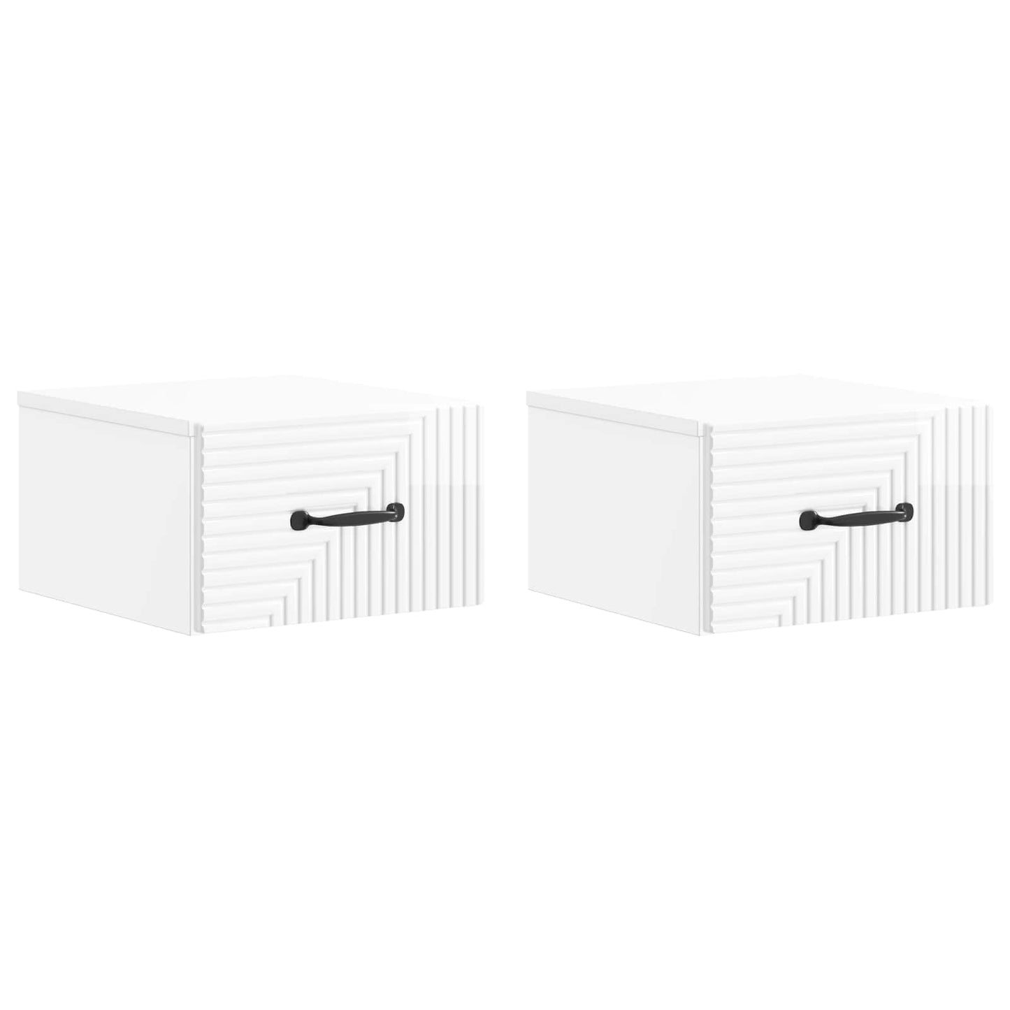 vidaXL Wall-Mounted Bedside Cabinet 2 pcs High Gloss White 2