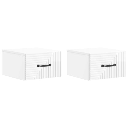 vidaXL Wall-Mounted Bedside Cabinet 2 pcs High Gloss White 2