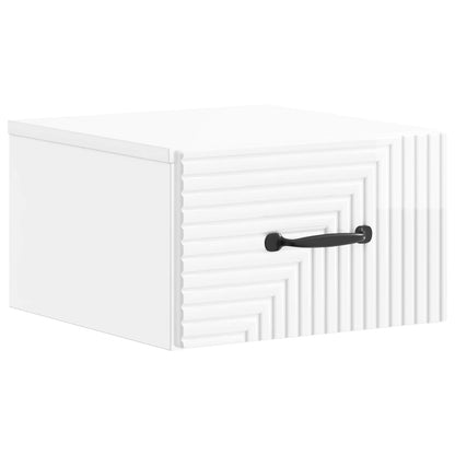 vidaXL Wall-Mounted Bedside Cabinet 2 pcs High Gloss White 5