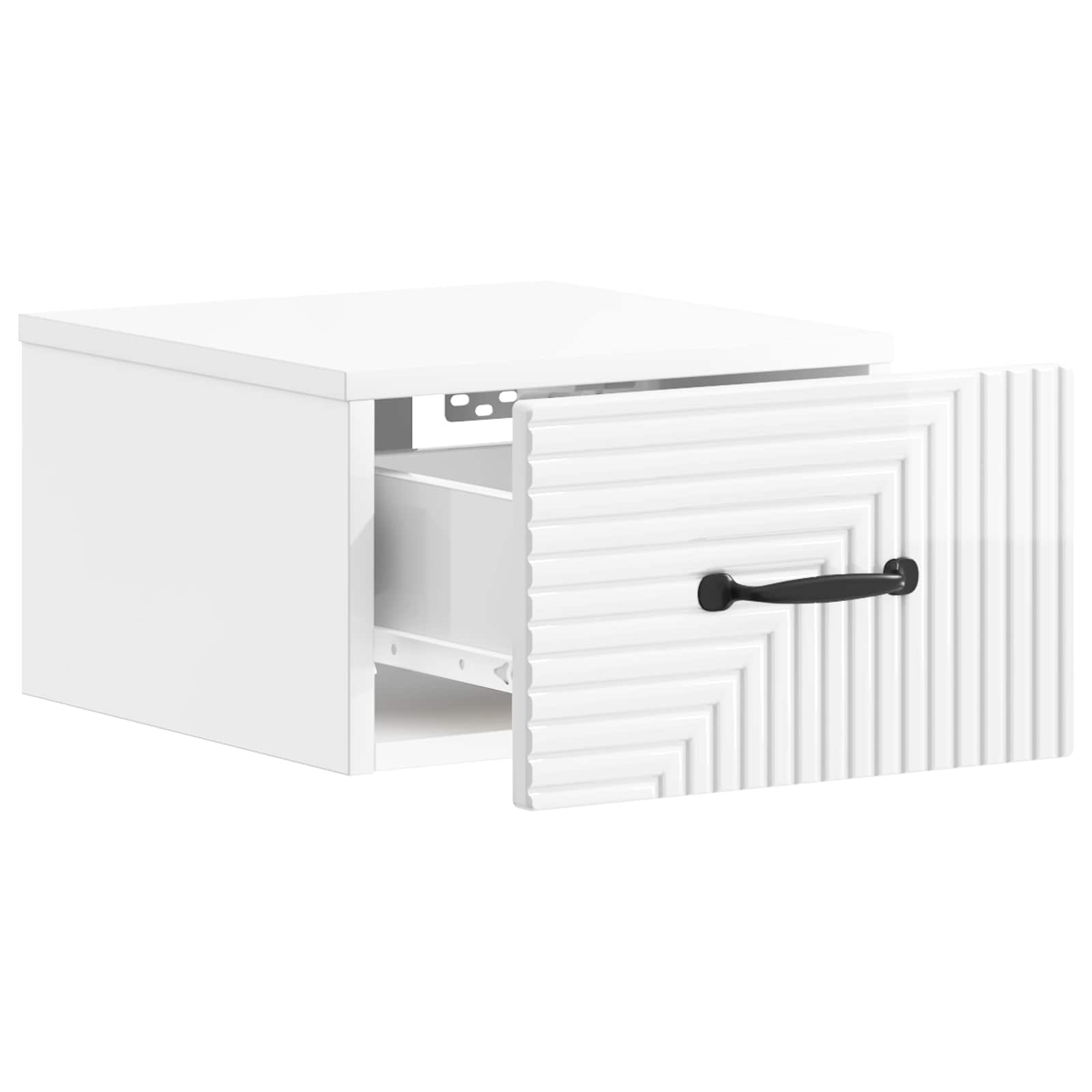 vidaXL Wall-Mounted Bedside Cabinet 2 pcs High Gloss White 6