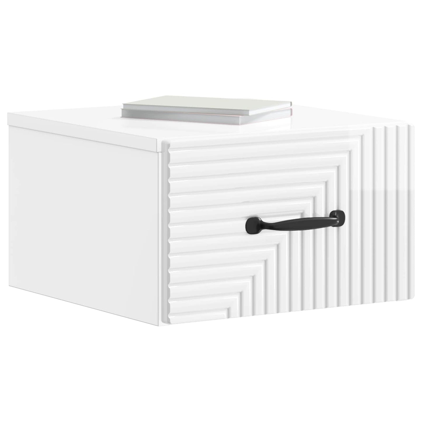 vidaXL Wall-Mounted Bedside Cabinet 2 pcs High Gloss White 3