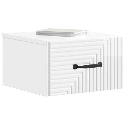 vidaXL Wall-Mounted Bedside Cabinet 2 pcs High Gloss White 3